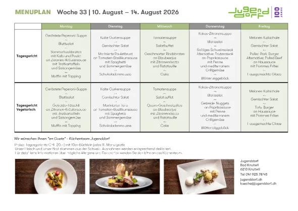Menuplan Woche 33