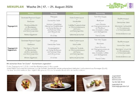 Menuplan Woche 34