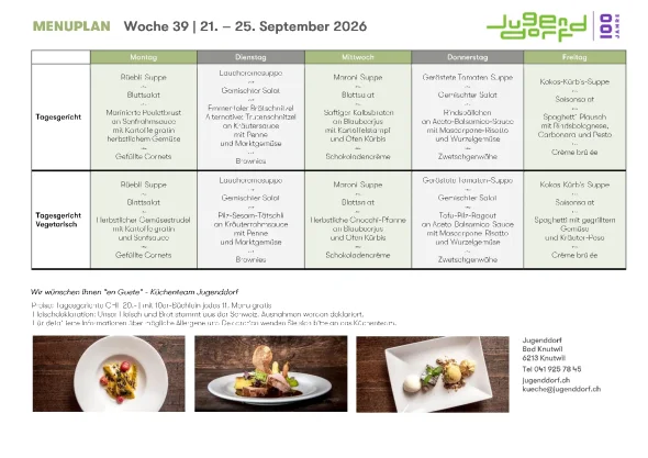 Menuplan Woche 39